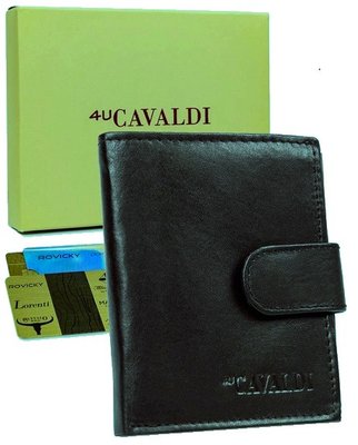 Мужское кожаное портмоне Cavaldi черное N0036L фото